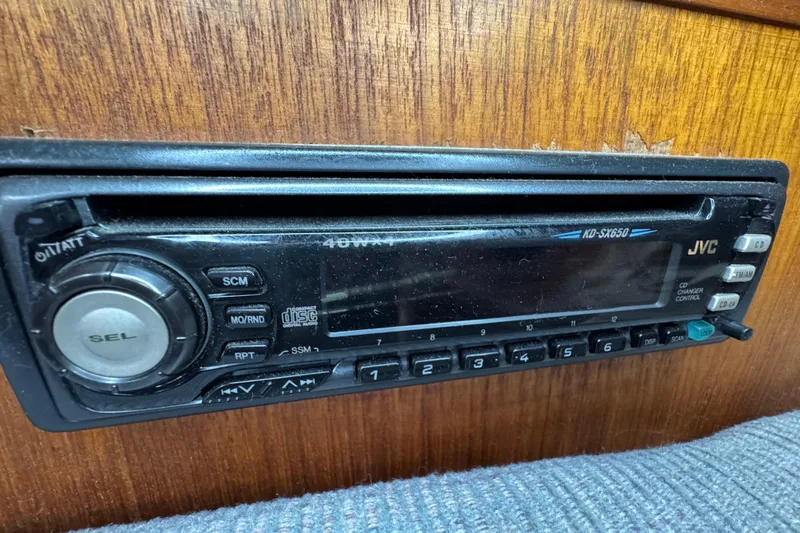 Slide: The Image of JVC KD-SX650 car stereo in 1992 Hunter 33.5 boat interior. - 59