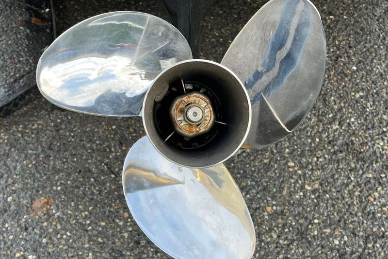 Slide: The Image of Close-up of a shiny boat propeller on a Parker Poland Skamander, 2023 model. - 24