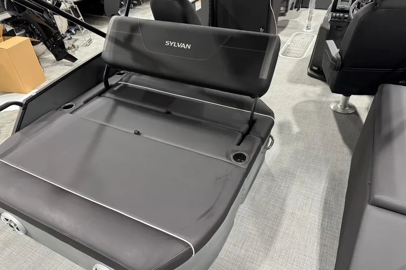 Slide: The Image of Interior of 2026 Sylvan X 5 boat with sleek seating and modern design. - 8