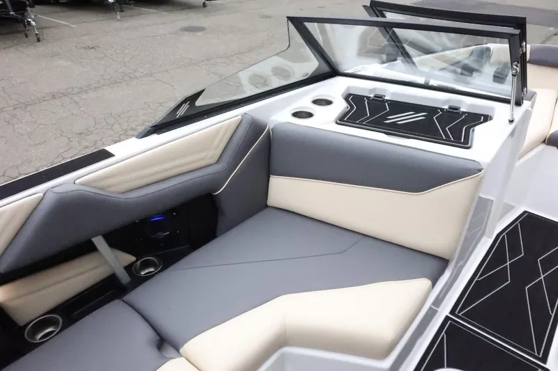 Slide: The Image of 2026 ATX Surf Boats 22 Type-S interior with modern seating and sleek design. - 14