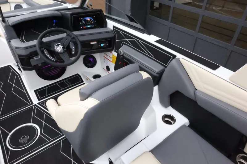 Slide: The Image of 2026 ATX Surf Boats 22 Type-S interior with modern dashboard and seating. - 15
