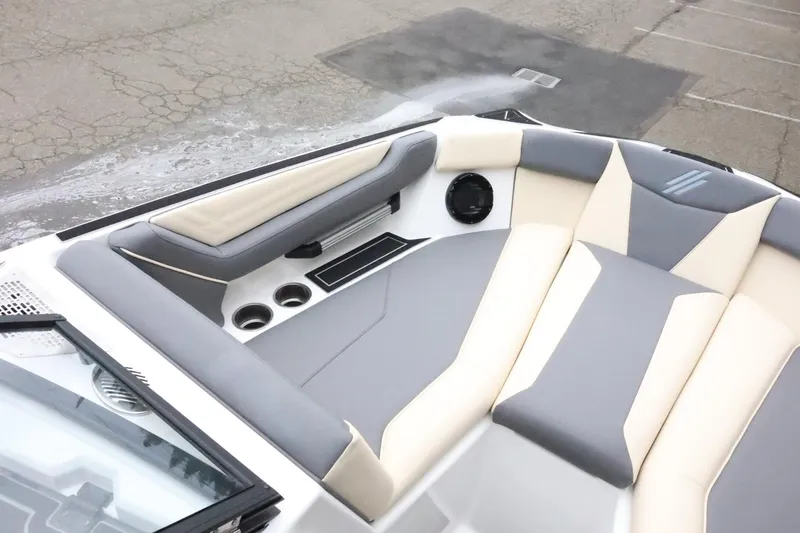 Slide: The Image of 2026 ATX Surf Boats 22 Type-S interior with sleek seating and cup holders. - 16