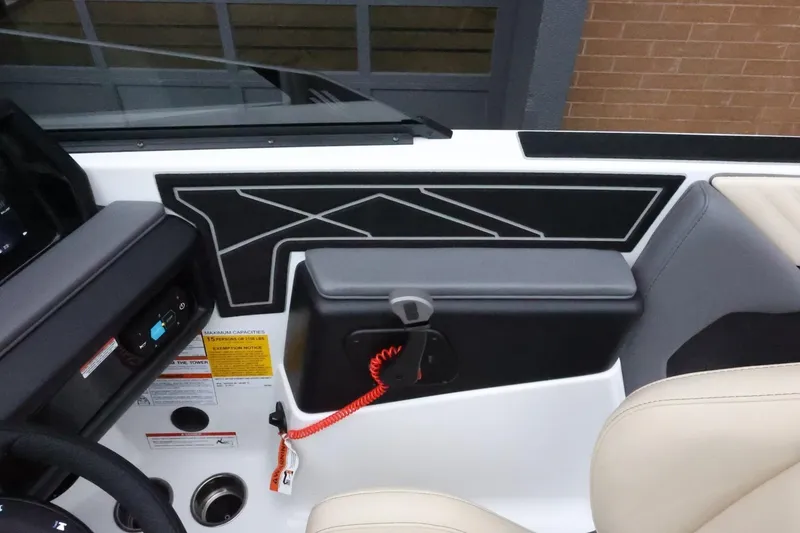 Slide: The Image of 2026 ATX Surf Boats 22 Type-S interior dashboard with modern design and safety features. - 20