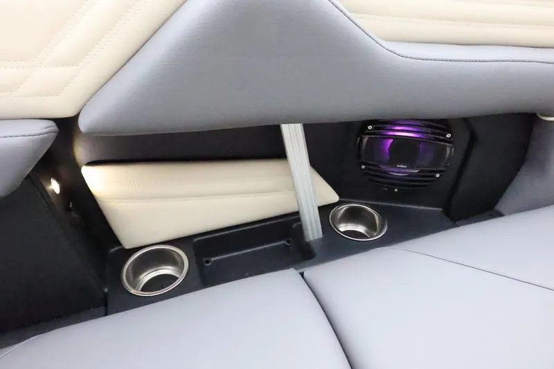 Slide: The Image of 2026 ATX Surf Boats 22 Type-S interior with speaker and cup holders. - 35