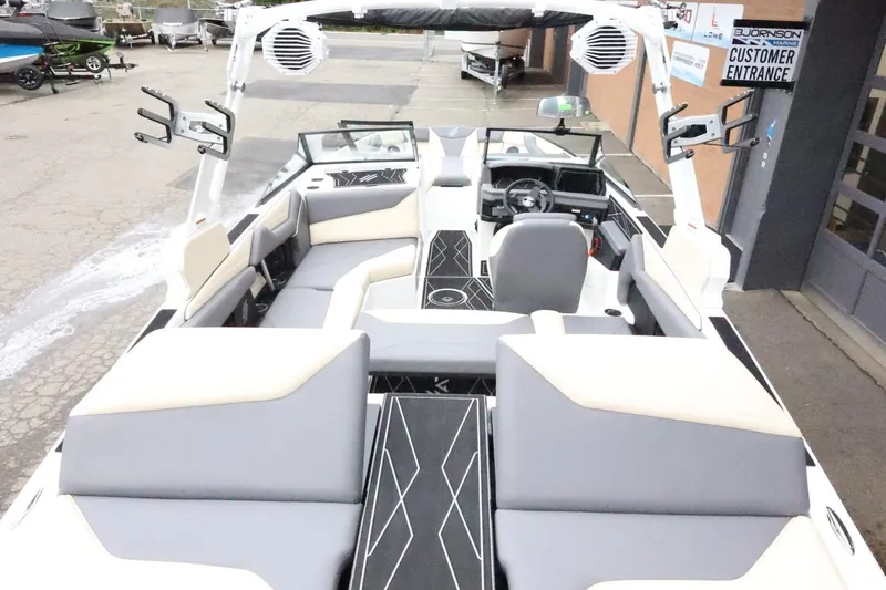 Slide: The Image of 2026 ATX Surf Boats 22 Type-S interior with modern seating and dashboard design. - 45
