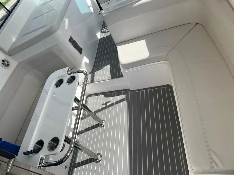 Slide: The Image of Interior of 2021 Evolve 400HT boat with Apple TV and speaker system. - 21