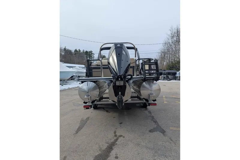 Slide: The Image of 2026 Berkshire 24UL CTS pontoon boat rear view in outdoor setting. - 3