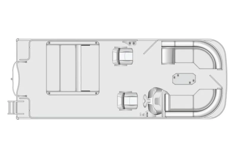 Slide: The Image of Manufacturer Provided Image: Top view layout of 2026 Berkshire 24UL CTS pontoon boat, showcasing seating and helm positions. - 6