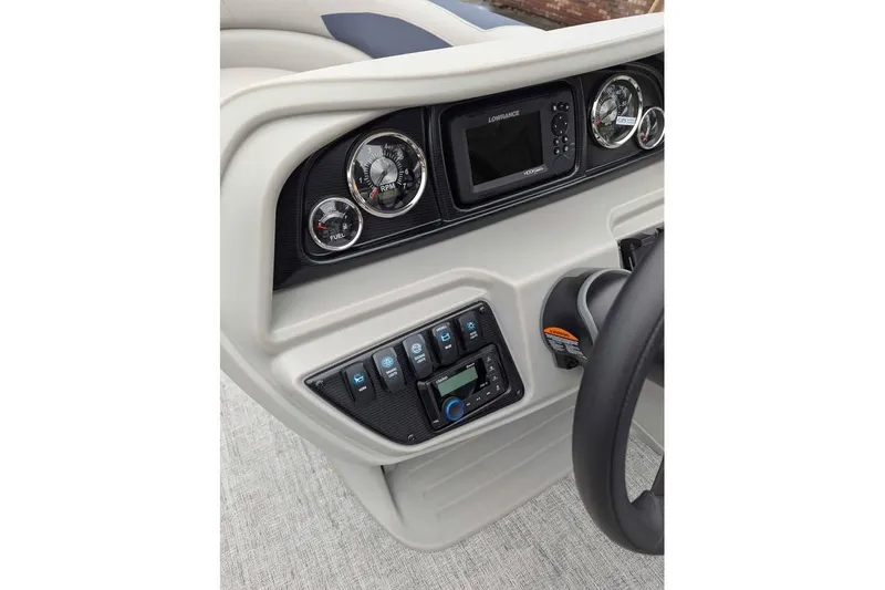 Slide: The Image of 2026 Berkshire 22CL2 LE boat dashboard with gauges and controls. - 13