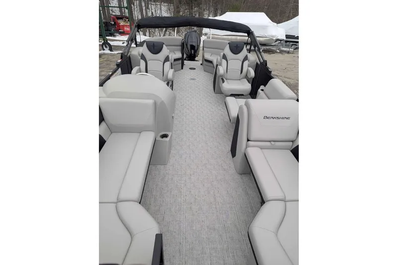 Slide: The Image of 2026 Berkshire 24RFX LE pontoon boat with spacious seating and modern design. - 8