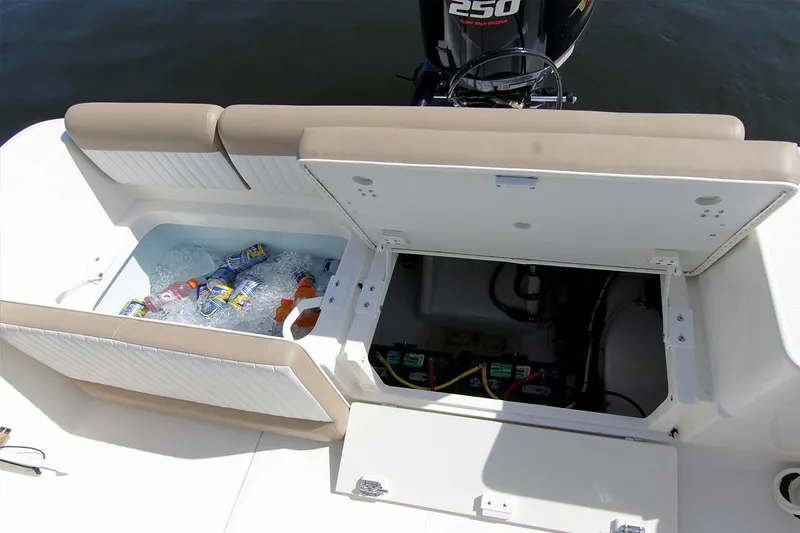 Slide: The Image of Manufacturer Provided Image: Sea Born LX22 Center Console 2026 with storage and engine view. - 16