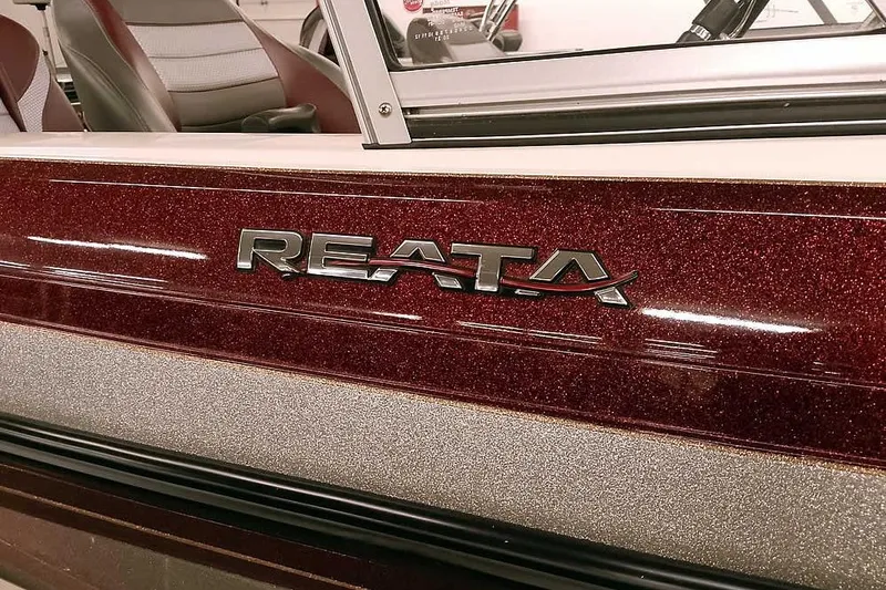Slide: The Image of 2020 Ranger 1850MS Reata boat with glittery maroon and silver finish. - 16