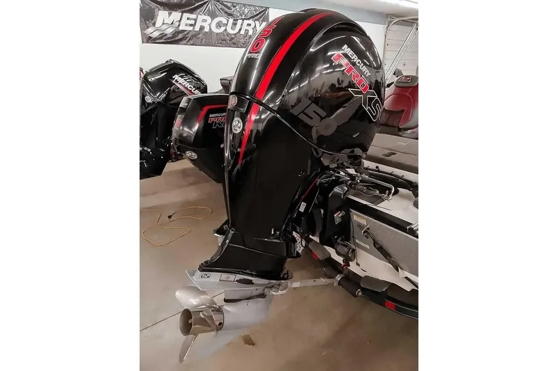Slide: The Image of 2020 Ranger 1850MS Reata with Mercury Pro XS outboard motor in a showroom. - 5