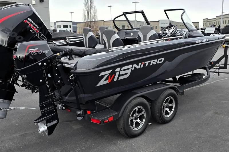 Slide: The Image of 2026 Nitro ZV19 Sport Pro boat with Mercury engine on trailer. - 61