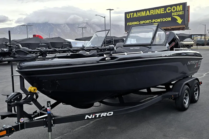 Slide: The Image of 2026 Nitro ZV19 Sport Pro boat on trailer at Utah Marine dealership. - 64