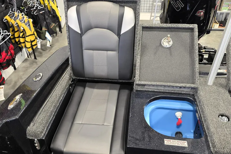 Slide: The Image of 2026 Nitro ZV19 Sport Pro boat seat with storage and pump-out feature. - 83