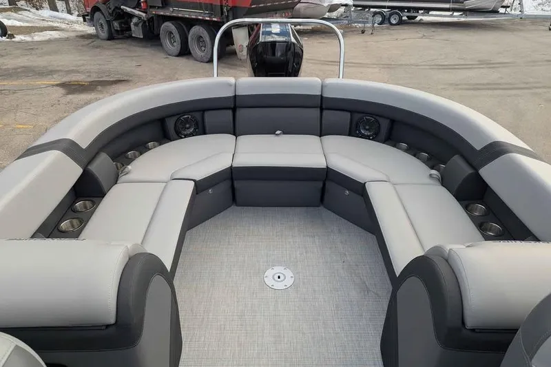 Slide: The Image of 2026 Berkshire 24RFX CTS pontoon boat with spacious seating and modern design. - 9