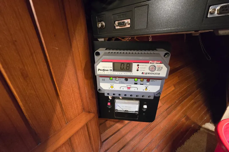 Slide: The Image of ProStar-15 solar charge controller in 1986 Hans Christian 38T yacht interior. - 32