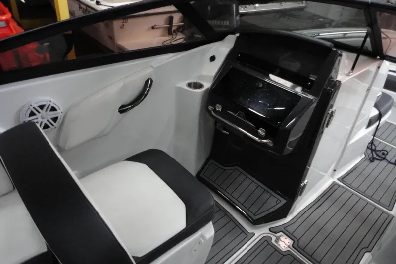 Slide: The Image of Luxurious interior of 2021 Monterey M-65 boat with sleek seating and modern design. - 11