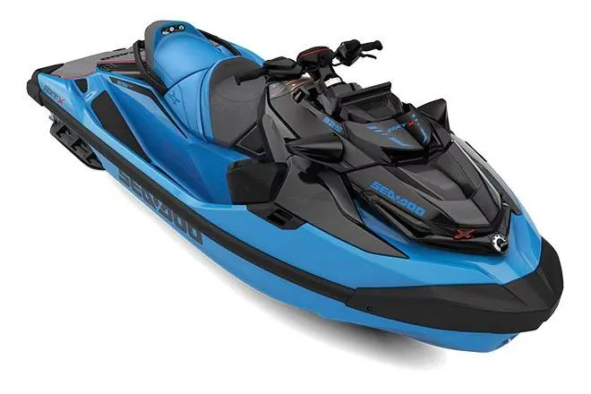 Slide: The Image of Manufacturer Provided Image: 2026 Sea-Doo RXT-X 325 jet ski in blue and black, top view. - 3