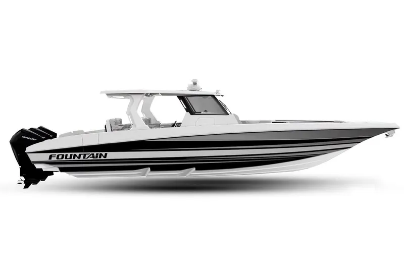 Slide: The Image of Manufacturer Provided Image: 2025 Fountain 39 SCX boat with sleek design and powerful engines. - 6