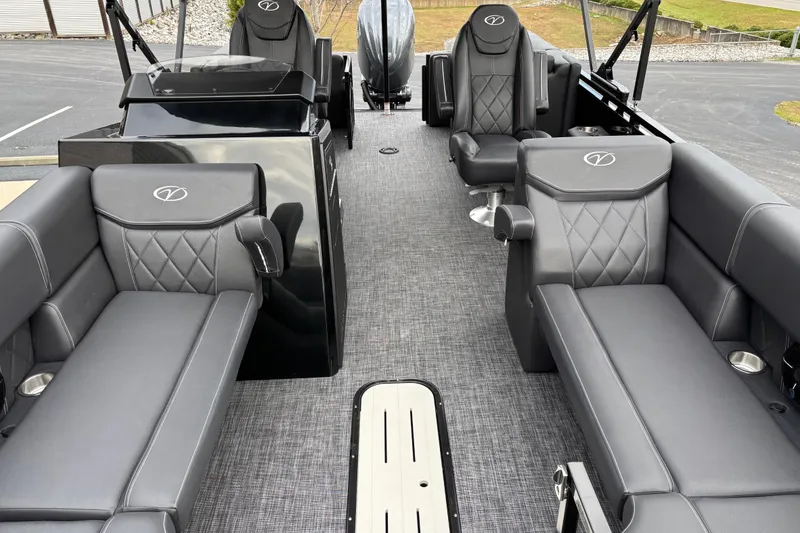 Slide: The Image of 2026 Veranda Vertex 235RC Premium boat interior with luxurious seating and modern design. - 6
