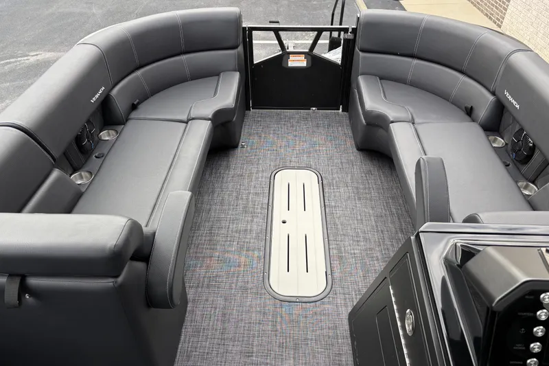 Slide: The Image of Luxurious interior of 2026 Veranda Vertex 235RC Premium pontoon boat with plush seating. - 7