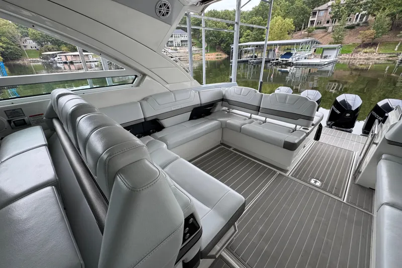 Slide: The Image of Luxurious interior of 2020 Formula 400 Super Sport Crossover boat with spacious seating. - 18
