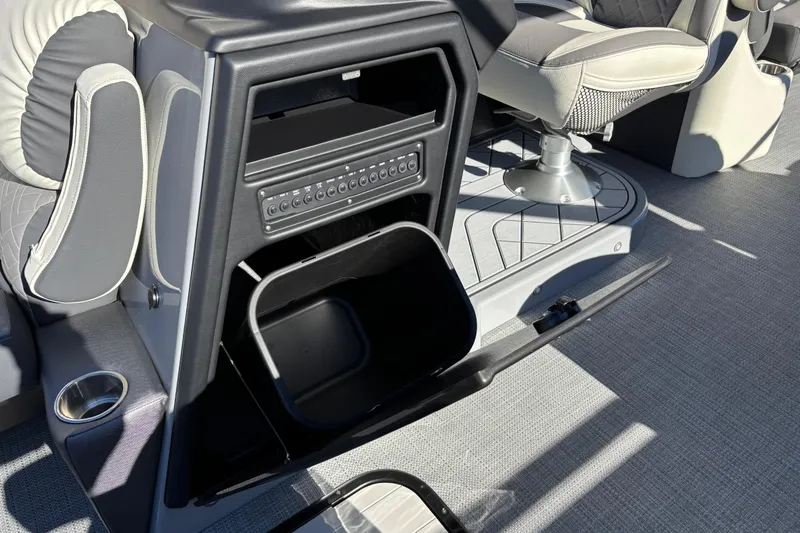 Slide: The Image of Interior of 2026 Veranda Relax VR 235 RCP boat with seating and storage compartment. - 11