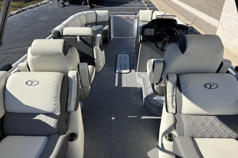 Slide: The Image of Luxurious interior of 2026 Veranda Relax VR 235 RCP pontoon boat with plush seating. - 8