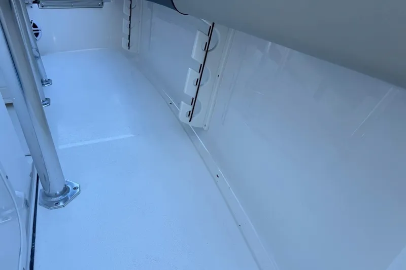 Slide: The Image of Interior view of 2026 Key West 219 FS boat, showcasing sleek white design. - 20