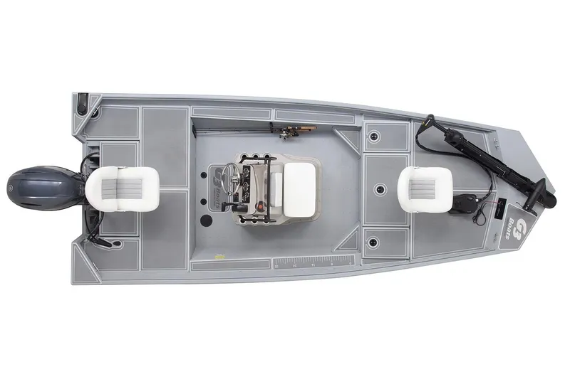 Slide: The Image of Manufacturer Provided Image: Top view of 2026 G3 Bay 17 boat with seating and motor. - 4