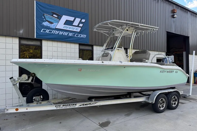 The Image of 2023 Key West 219 FS boat on trailer outside CIC Marine building. - 1