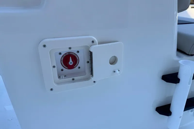 Slide: The Image of 2026 Key West 1720 Center Console boat battery switch detail. - 17