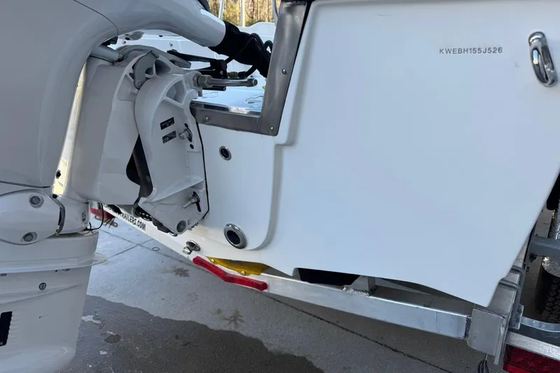 Slide: The Image of 2026 Key West 1720 Center Console boat transom and motor detail. - 28