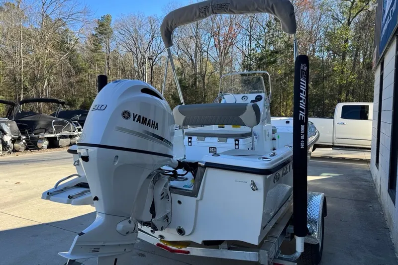 Slide: The Image of 2026 Key West 1720 Center Console boat with Yamaha engine on trailer. - 4