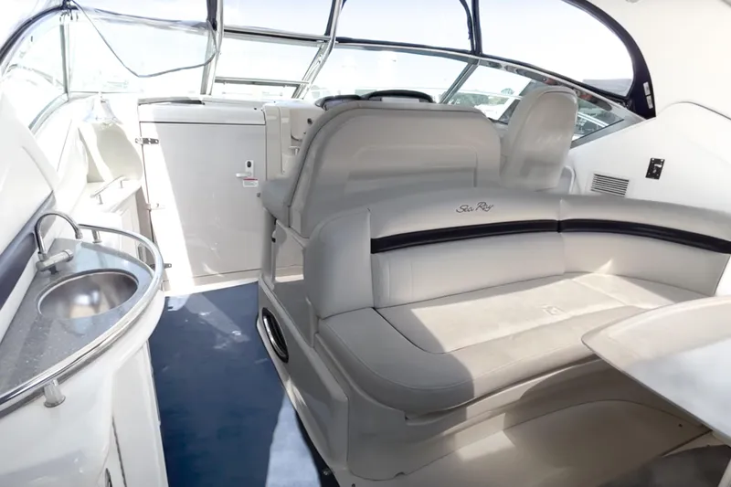 Slide: The Image of Interior of 2007 Sea Ray 40 Sundancer yacht with seating and sink. - 19