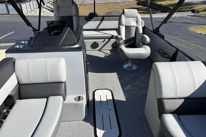 Slide: The Image of Interior of 2026 Veranda Relax VR 22 VLC pontoon boat with luxurious seating and modern design. - 5
