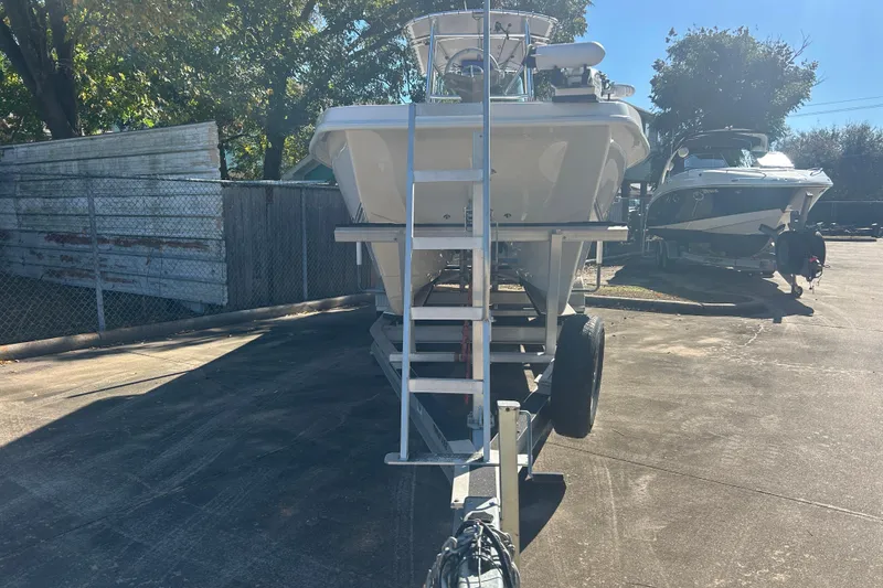 Slide: The Image of 2021 Twin Vee 260 VIVA boat on trailer in outdoor storage area. - 4