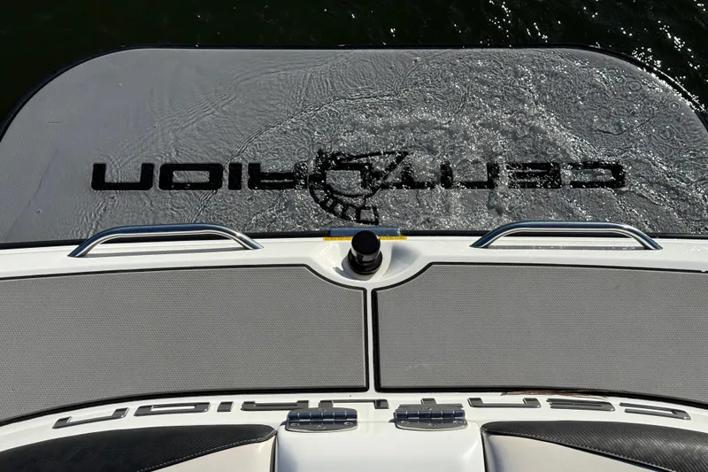 Slide: The Image of 2012 Centurion Enzo SV211 boat deck with logo, water splashing. - 19