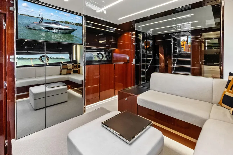 Slide: The Image of Luxurious interior of 2021 Riva 56 Rivale yacht with modern seating and elegant design. - 44