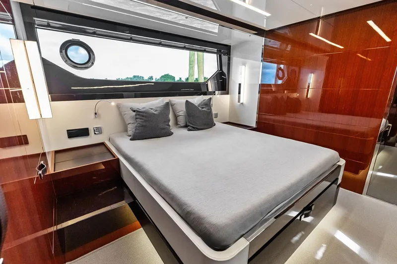 Slide: The Image of Luxurious bedroom interior of 2021 Riva 56 Rivale yacht with modern design and elegant furnishings. - 55