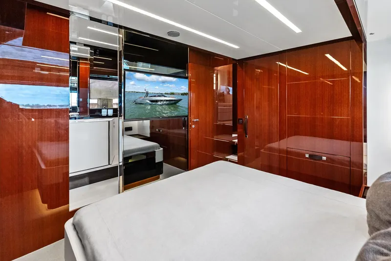 Slide: The Image of Luxurious interior of 2021 Riva 56 Rivale yacht with sleek wood finishes and modern design. - 57