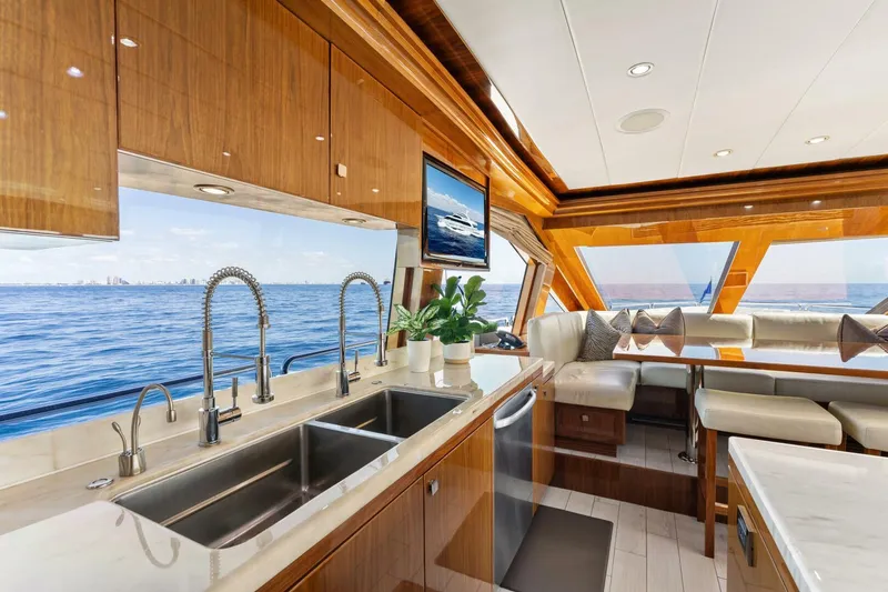 Slide: The Image of Luxurious interior of 2013 Hargrave 125 Raised Pilothouse yacht with ocean view. - 14