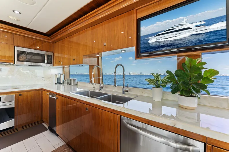 Slide: The Image of Luxurious kitchen interior of 2013 Hargrave 125 Raised Pilothouse yacht with ocean view. - 15