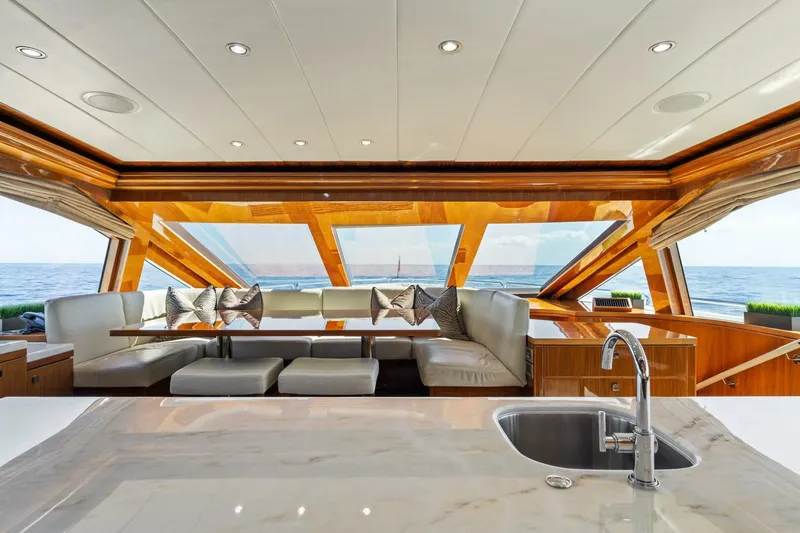 Slide: The Image of Luxurious interior of 2013 Hargrave 125 Raised Pilothouse yacht with ocean view. - 17