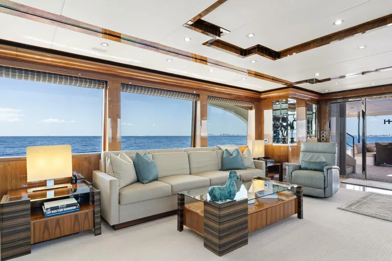 Slide: The Image of Luxurious interior of 2013 Hargrave 125 Raised Pilothouse yacht with ocean view. - 7