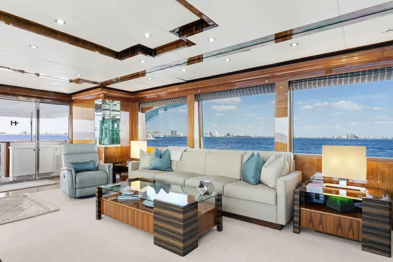 Slide: The Image of Luxurious interior of 2013 Hargrave 125 Raised Pilothouse yacht with ocean view. - 8