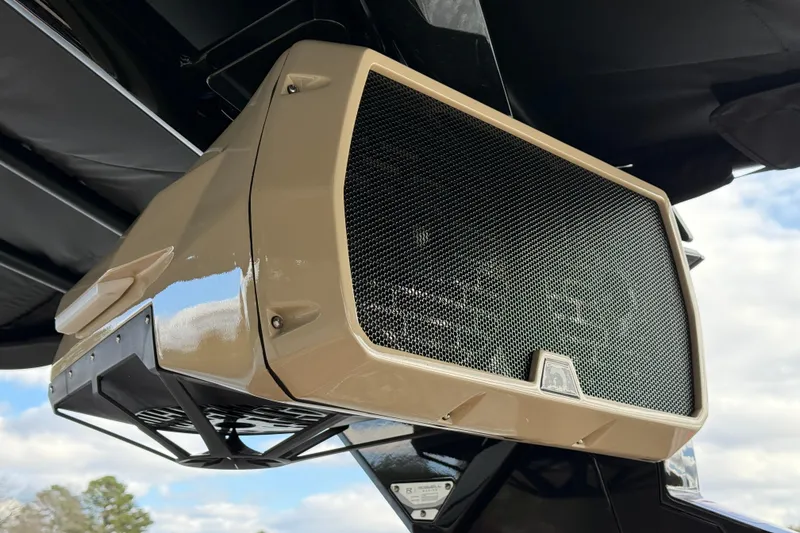 Slide: The Image of 2025 Centurion Ri265 boat speaker system, close-up view with sleek design. - 18