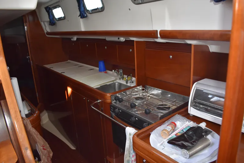 Slide: The Image of Interior view of Beneteau Oceanis 42CC yacht kitchen, 2002 model. - 29